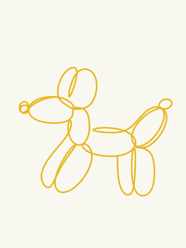 Contemporary Line Drawing Dog Orange