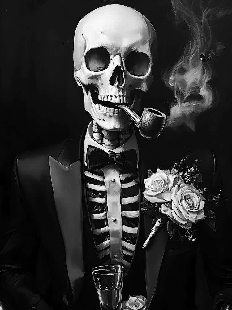 Skeleton Smoking A Pipe