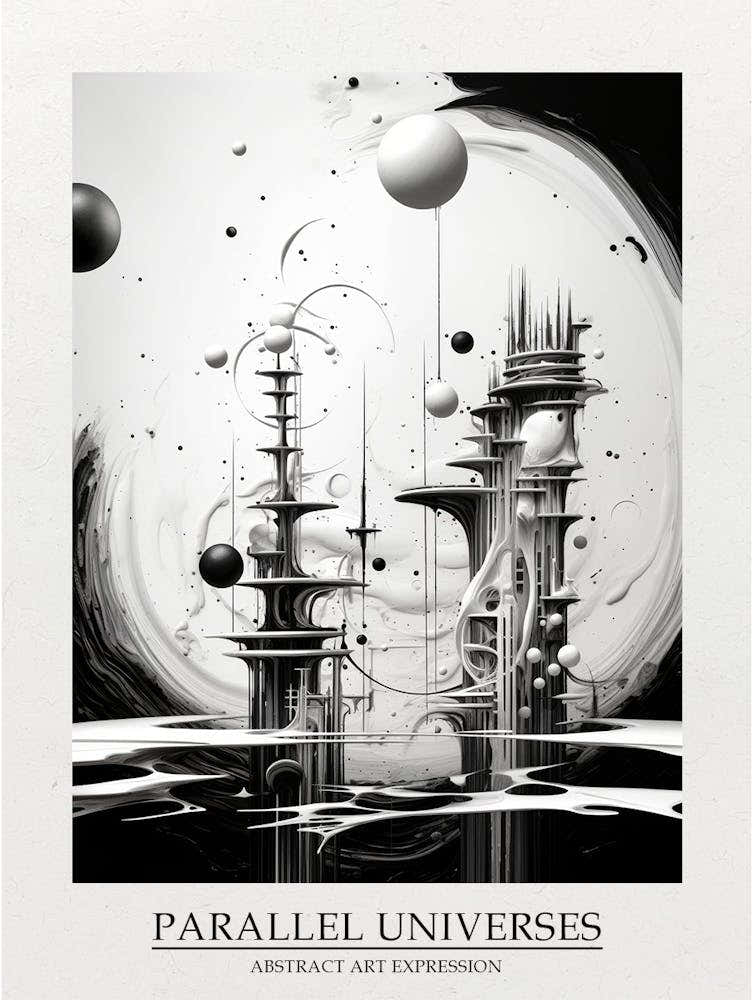 Parallel Universes Abstract Black And White 10 Poster