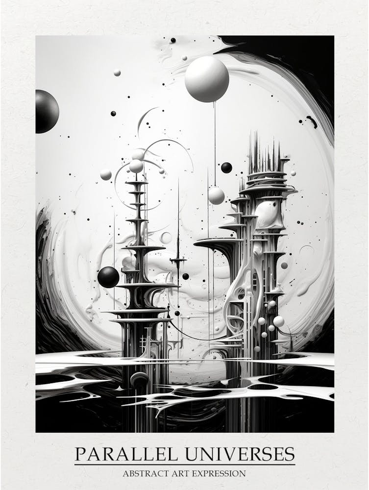 Paralleluniversen Abstrakt Schwarz und Weiß 10 Poster