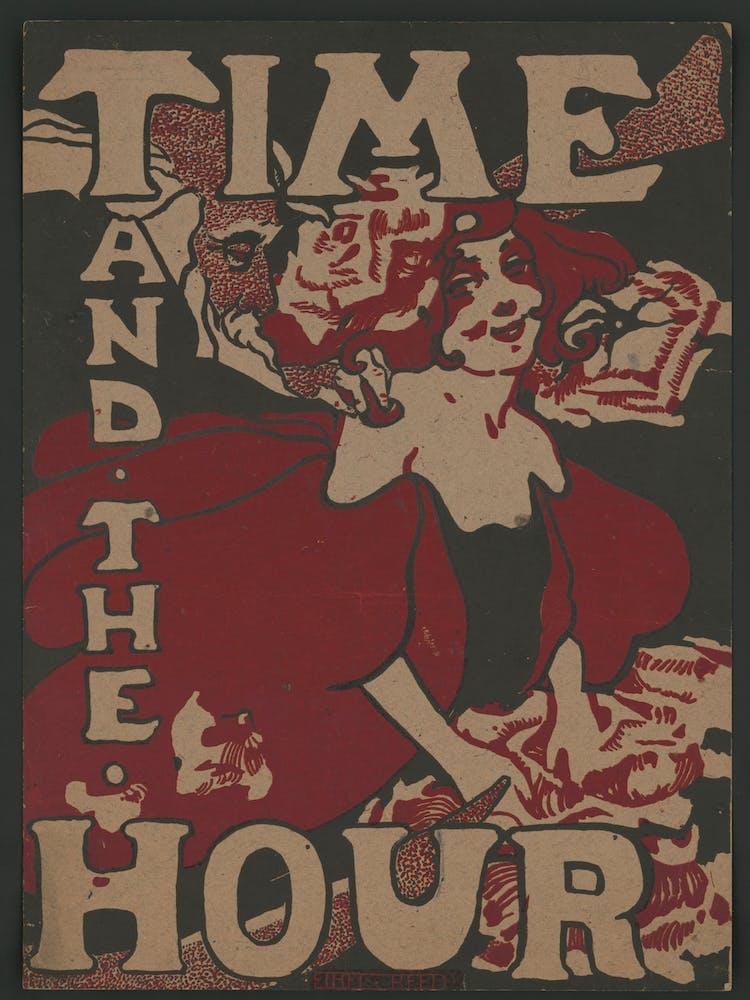 Poster Shows Father Time With A Young Woman (1895), Ethel Reed
