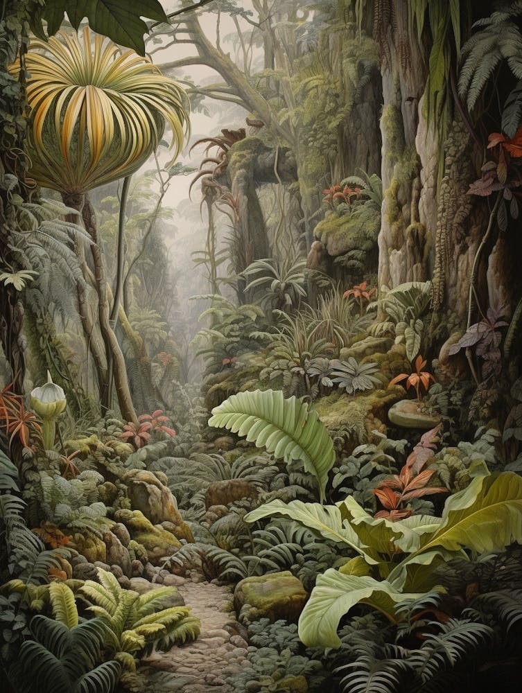 Vintage Jungle Botanical Illustration Venus Flytrap 1