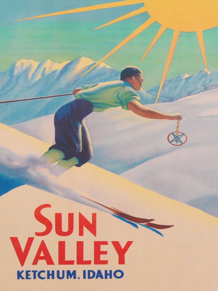 Sun Valley Idaho Vintage Ski Poster