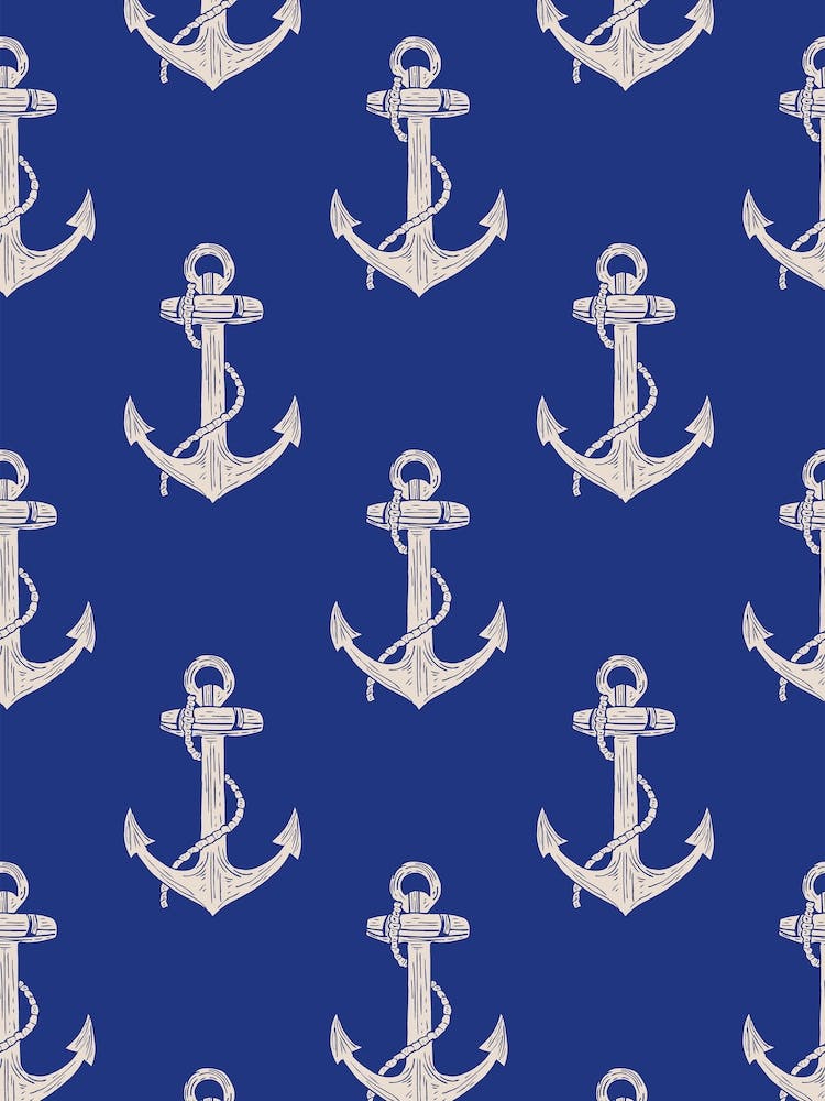 Anchors On A Blue Background