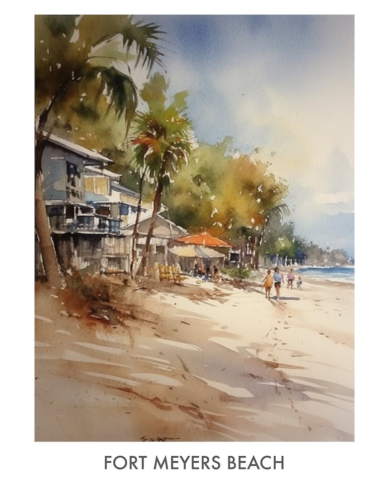 Fort Myers Beach Watercolor 4travel Poster