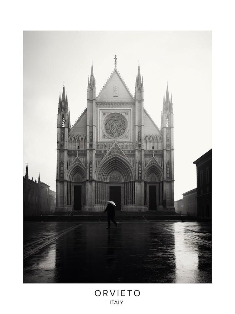 Poster Of Orvieto, Italy, Black And White Analogue Photography 4