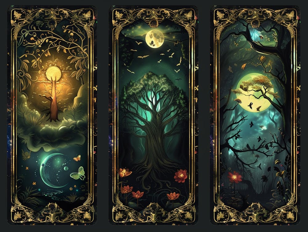 Choisissez une Carte de Tarot, Dans des Cadres, Design Graphique Pour Fond de Site Web, Mystique, Couleurs Sombres