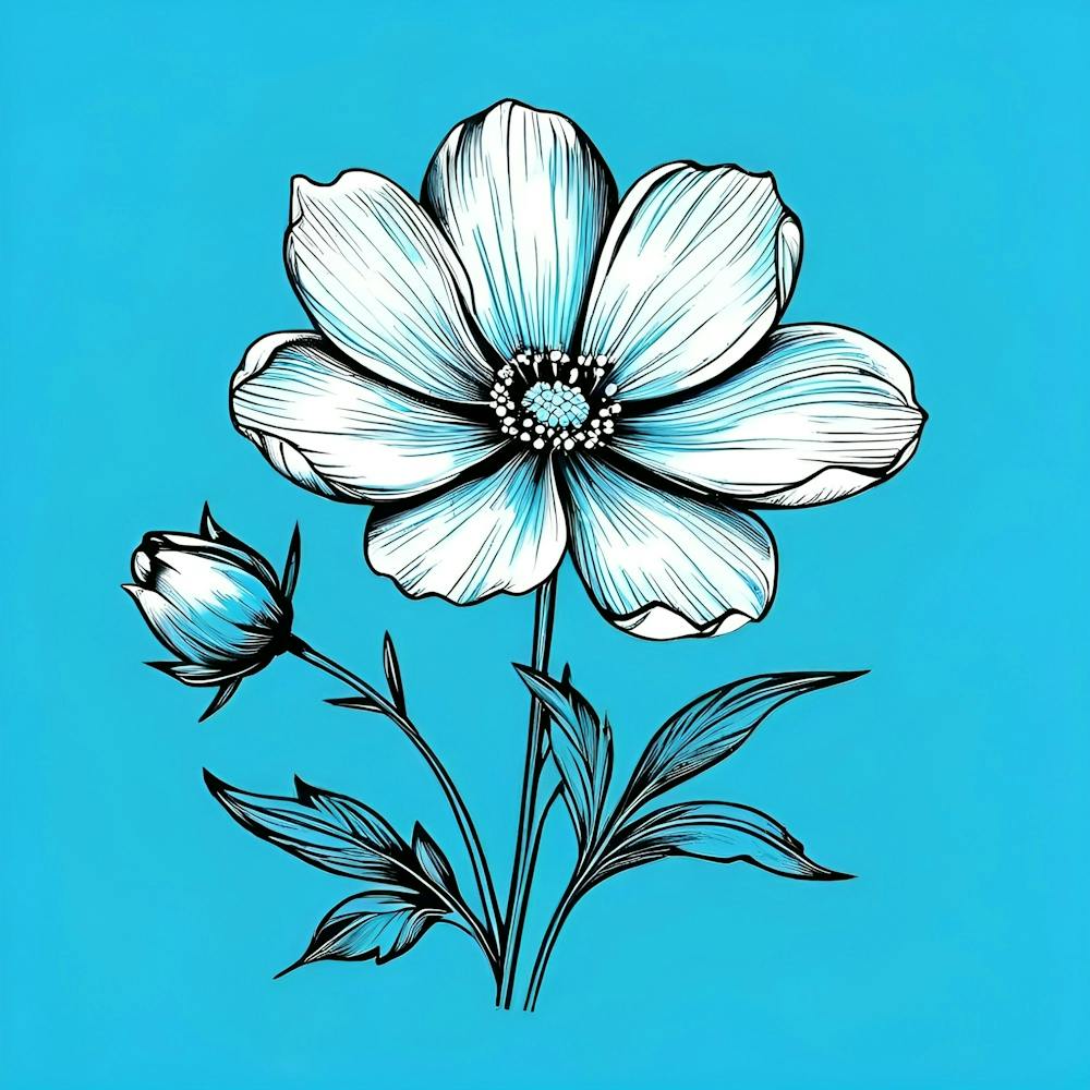 Blue Flower On Blue Background