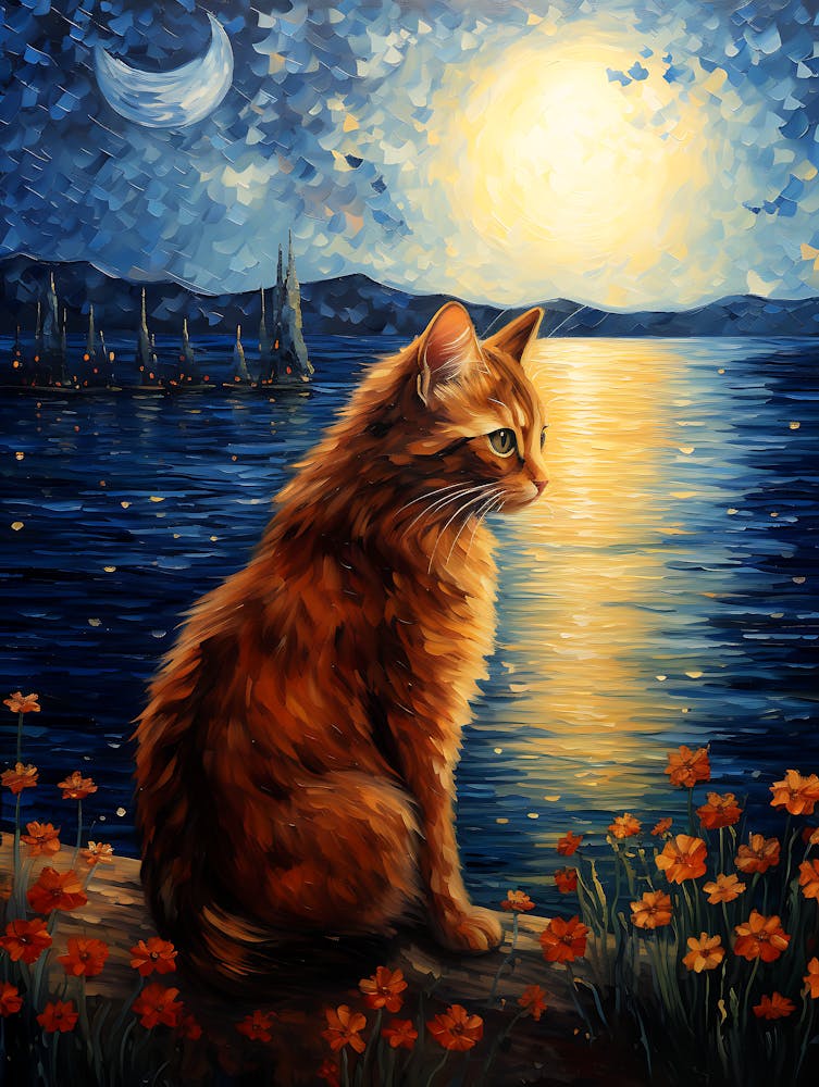 Cat Sunflowers Wall Art 7