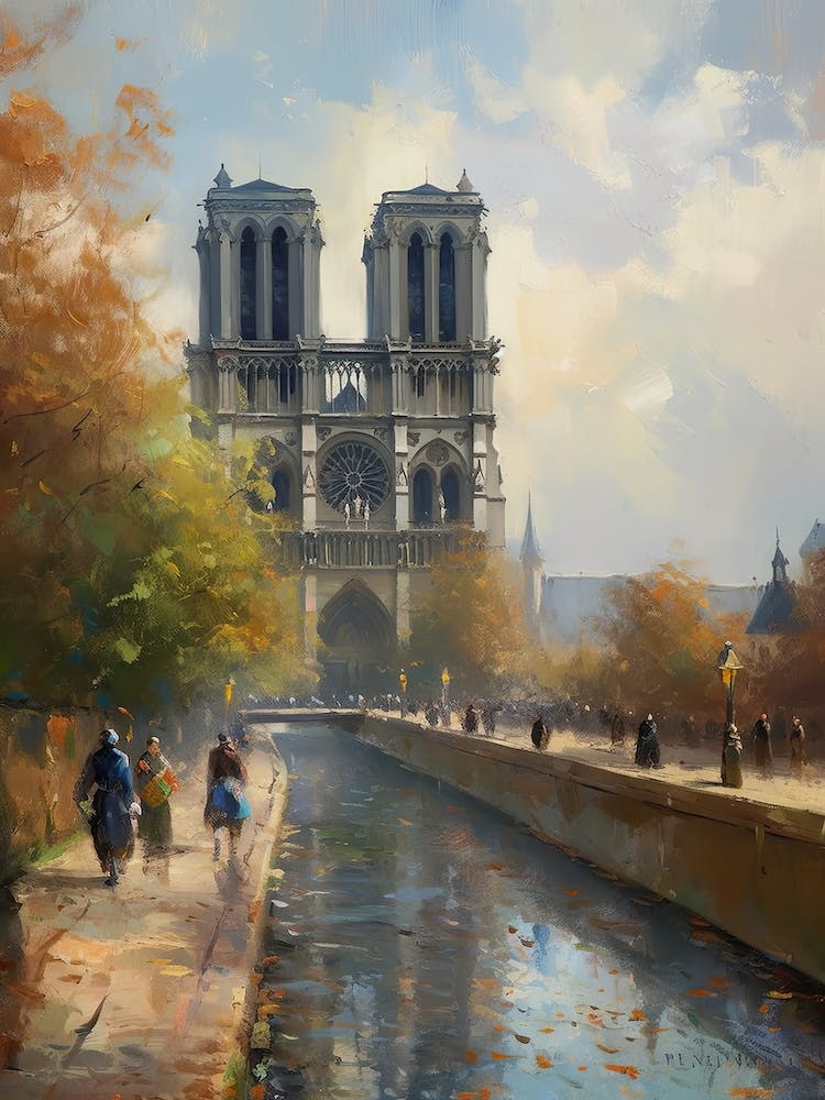 Notre Dame Paris France Camille Pissarro Style 8