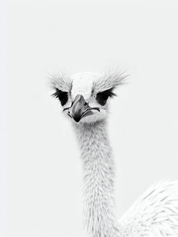 Emu B&W Pencil Drawing 3 Bird