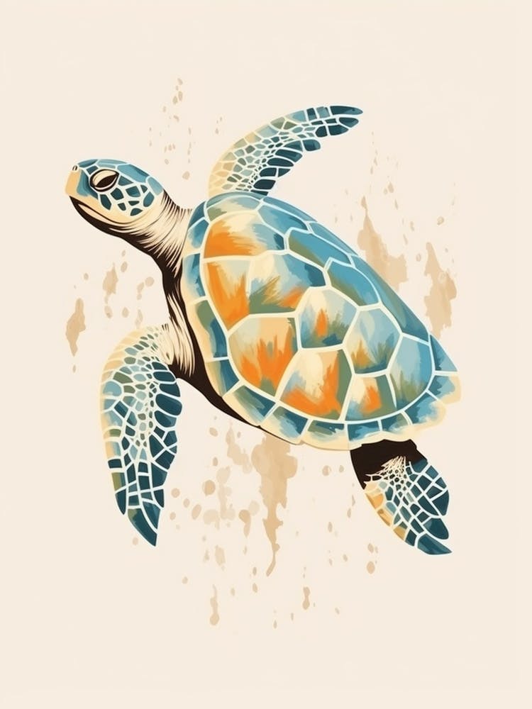 Beige Sea Turtle Illustration