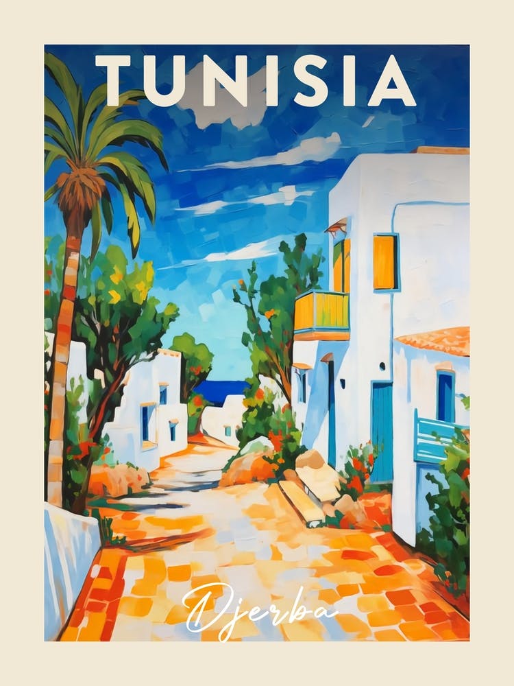 Djerba Tunisia 2 Fauvist Painting  Travel Poster
