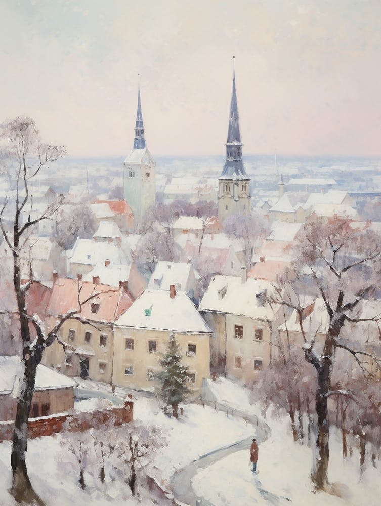 Dreamy Winter Painting Tallinn Estonia 3