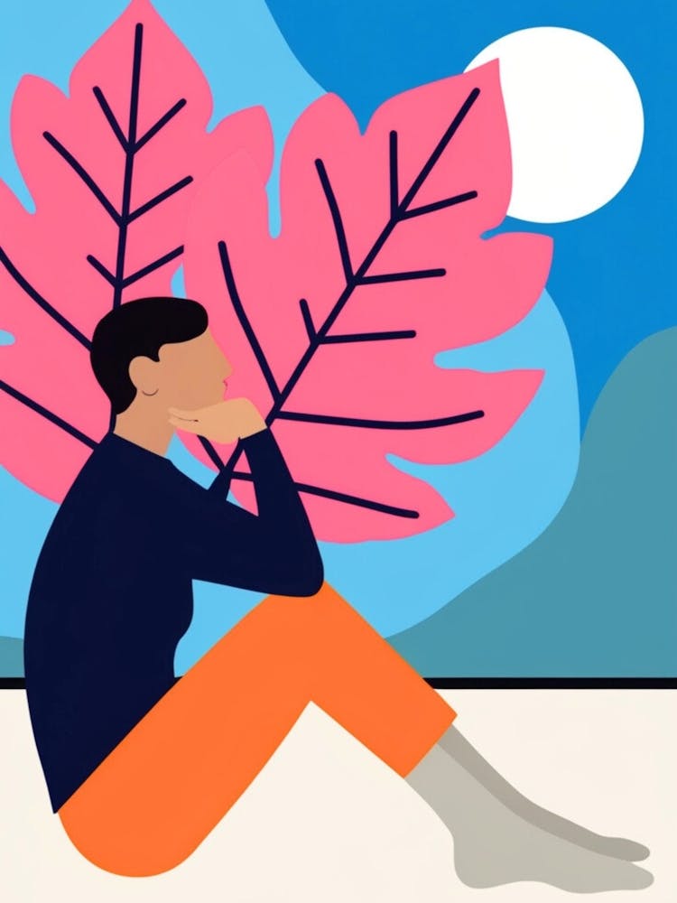 Illustration Of A Woman Sitting On The Ground 1