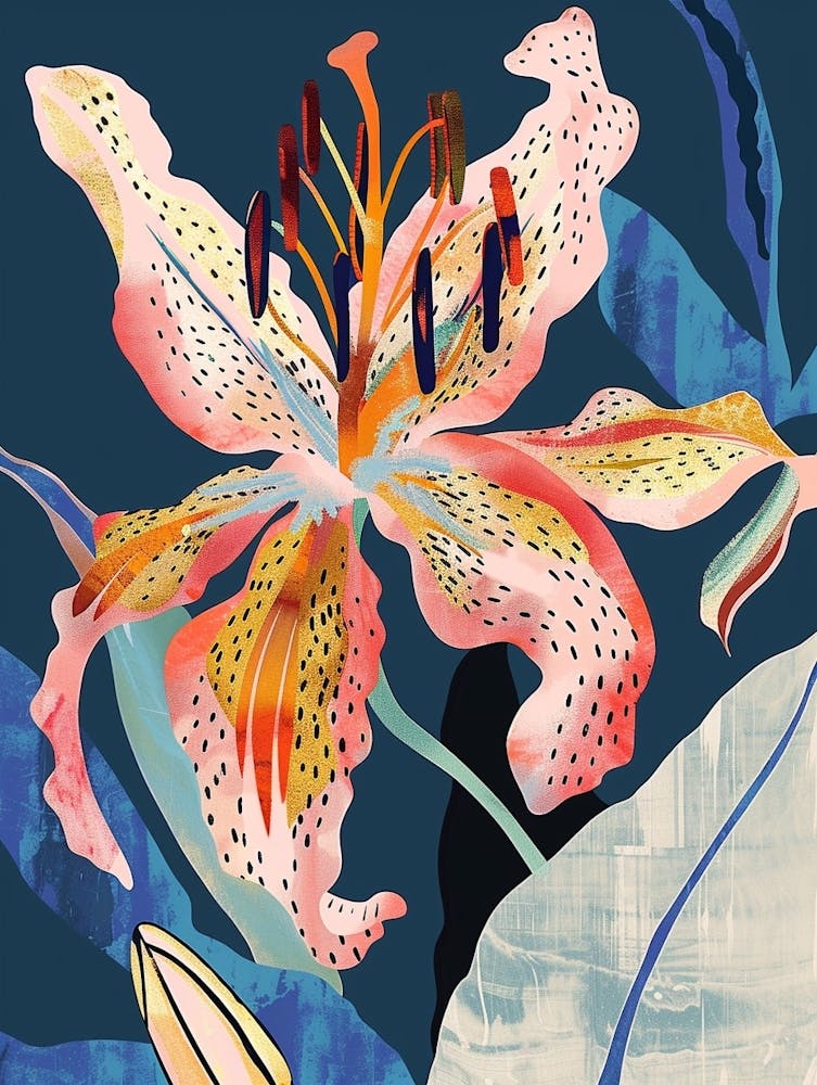 Farbenfrohe Blumenillustration Lilie 4