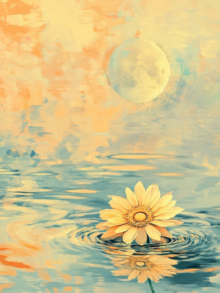 Moon And Flower Canvas