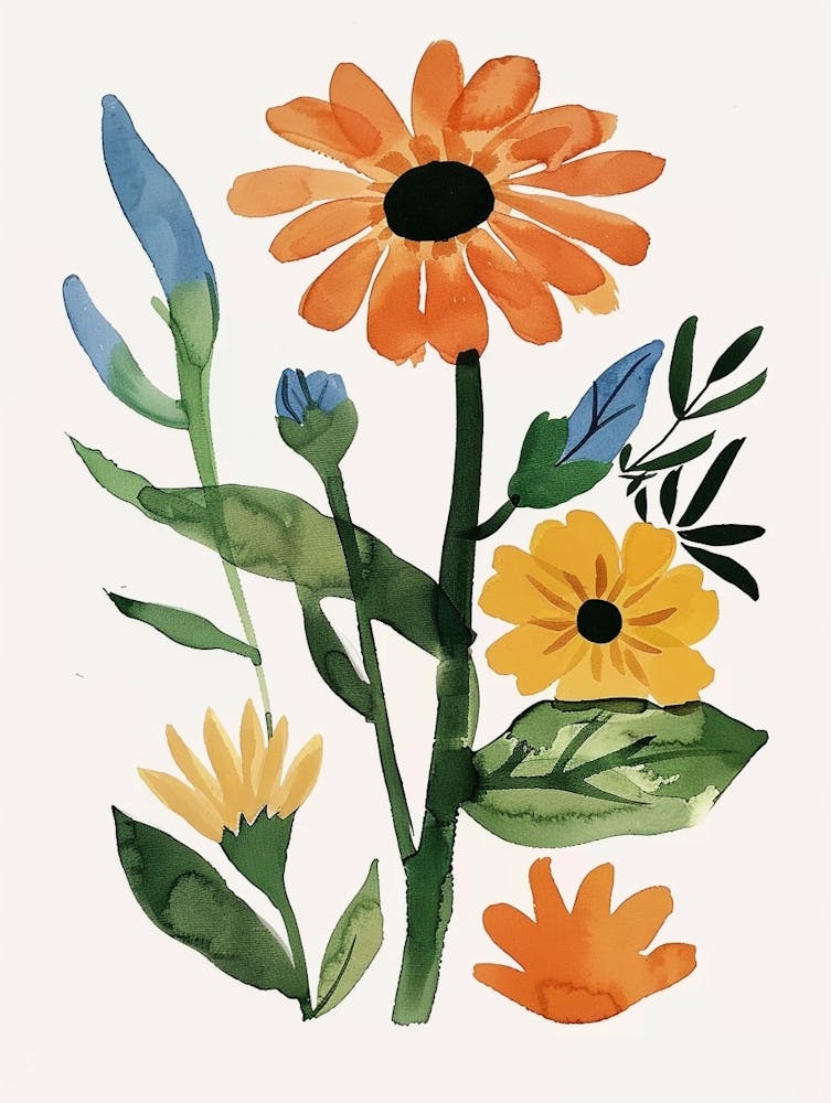 Painted Florals Calendula 1