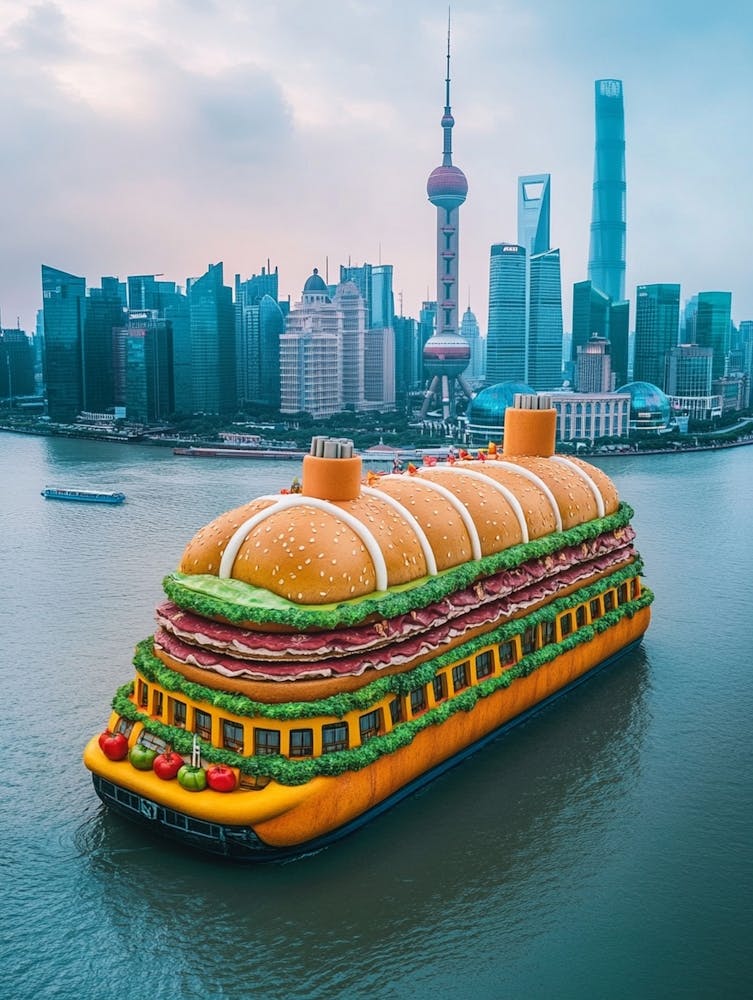 A Large Cruise Ship Floating On The Water