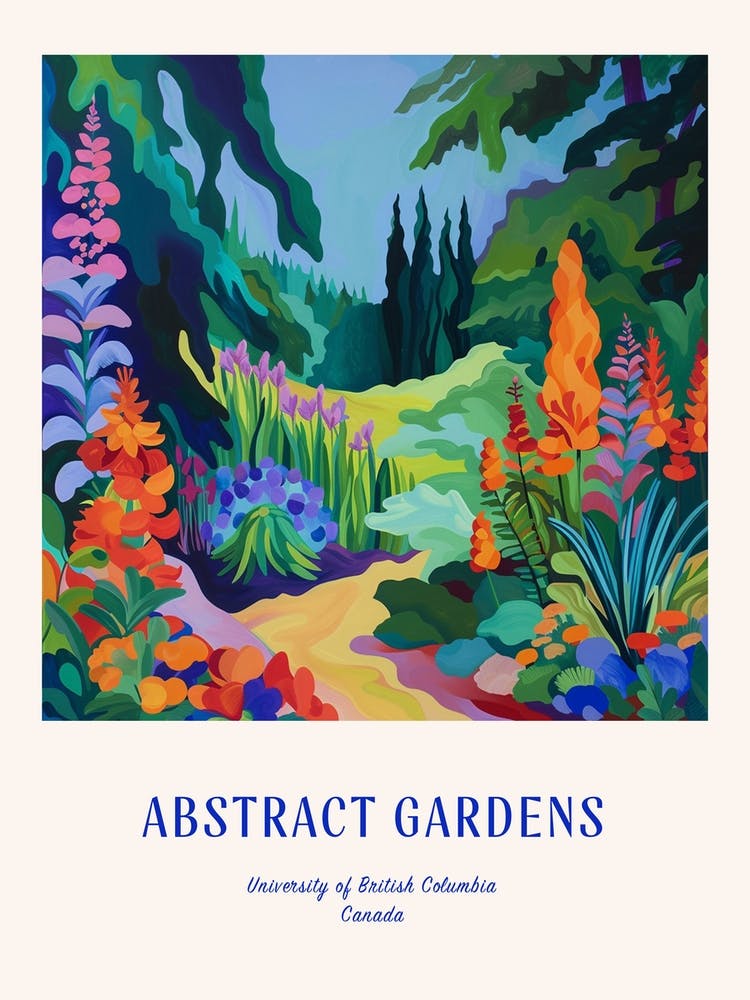 Colourful Gardens University Of British Columbia Canada 1 Blue Poster
