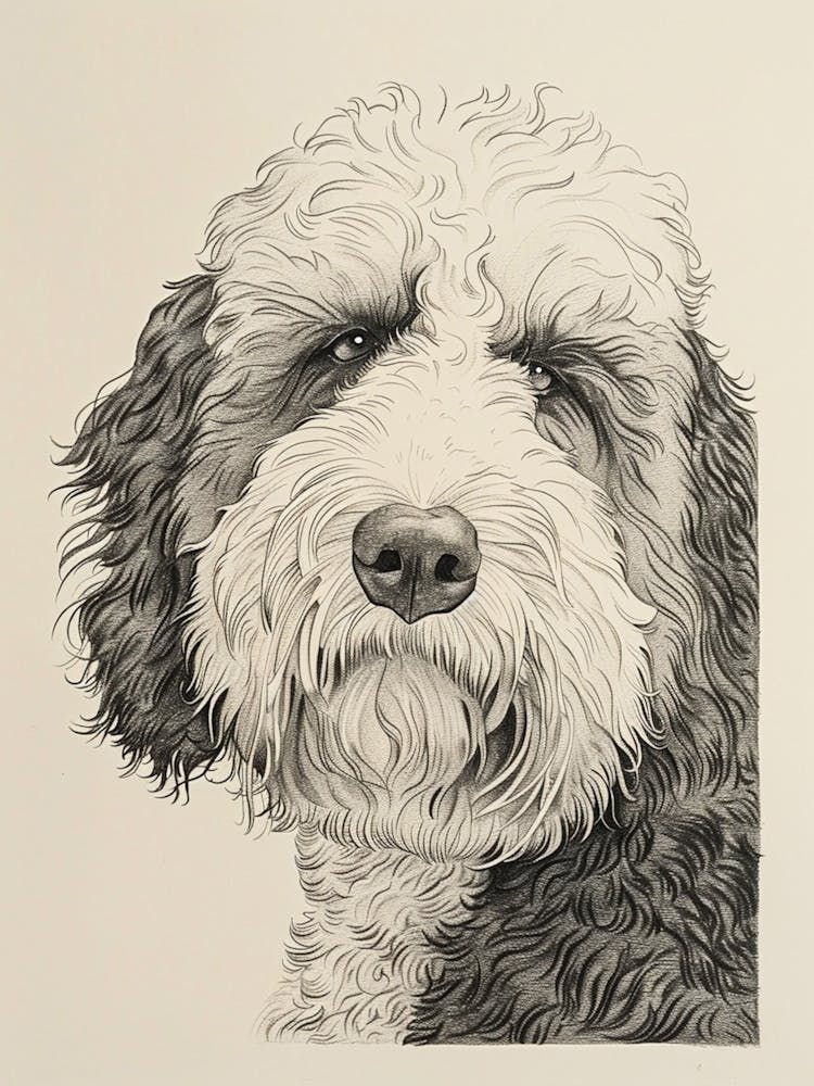 Old English Sheepdog Line Sketch 4