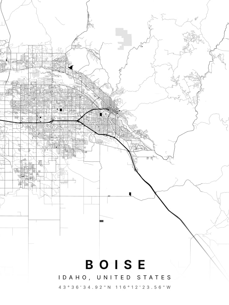 Boise Idaho USA White Map