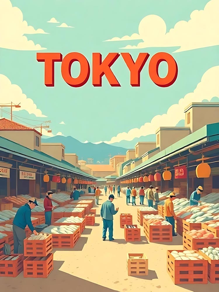 Tokyo Japan Vintage Digital Travel Poster 9