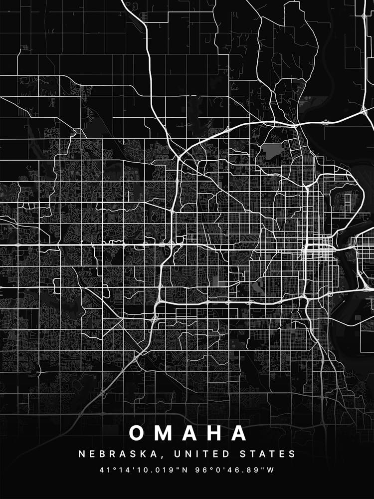 Omaha Nebraska Usa Black Map