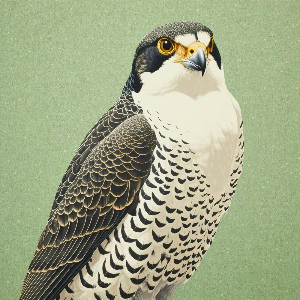 Ohara Koson Inspired Bird Painting Falcon 1 Square
