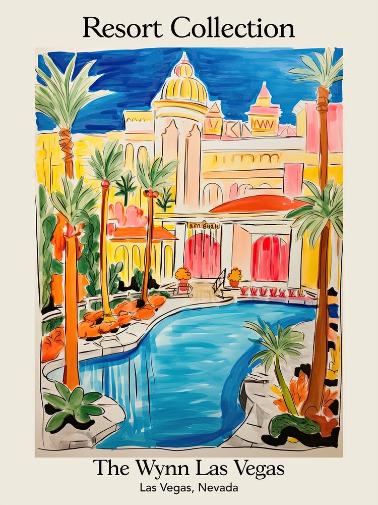 Poster Of The Wynn Las Vegas   Las Vegas, Nevada   Resort Collection Storybook Illustration 3