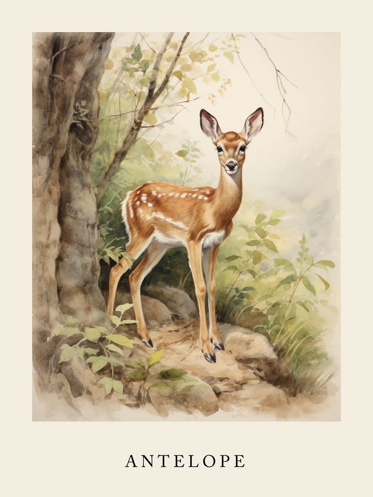 Beatrix Potter Inspired  Animal Watercolour Antelope 3