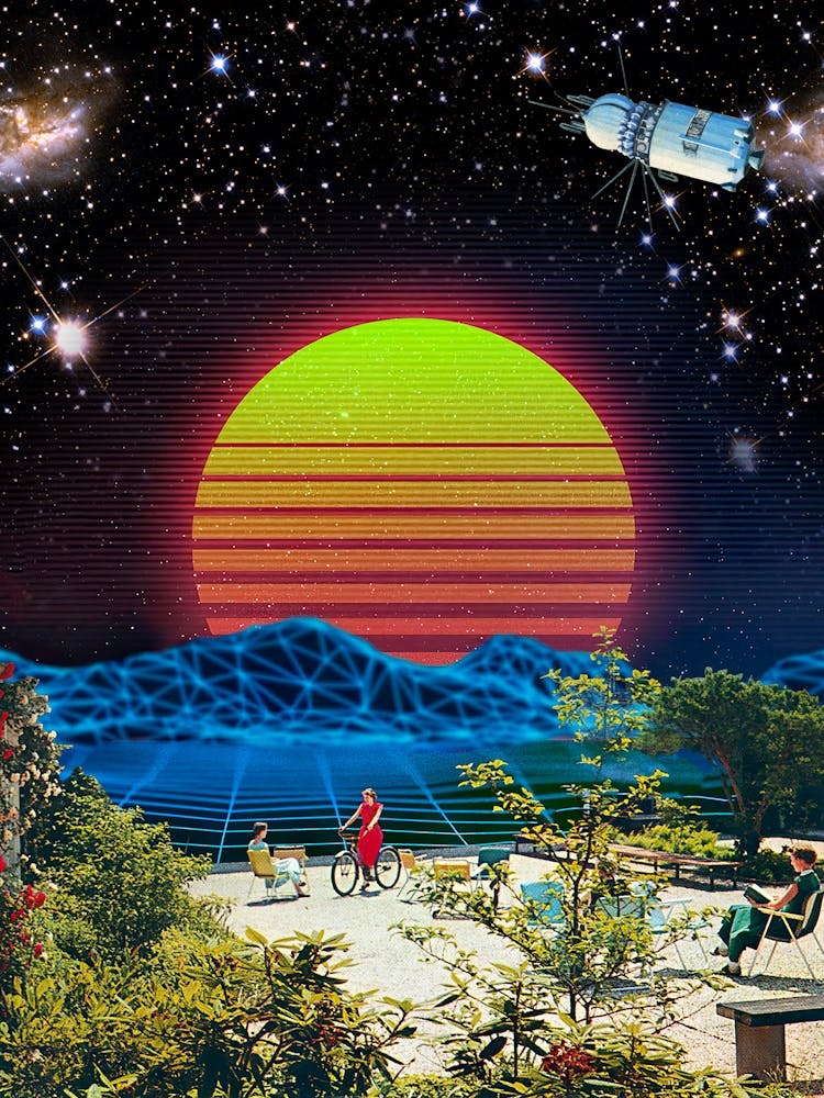 Synthwave space vintage retro collage #4 1