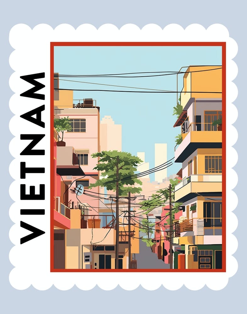 Vietnam Travel Stamp Poster