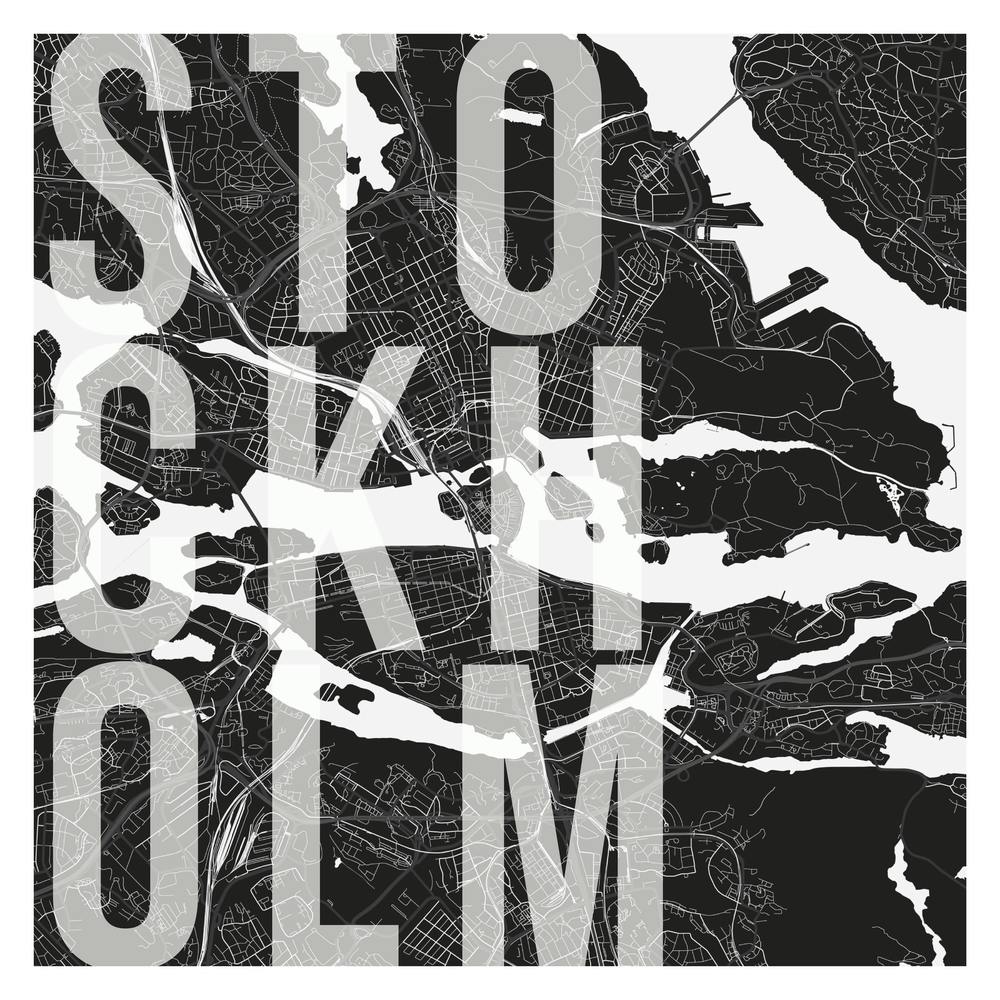 Stockholm Mono Street Map Text Overlay Square
