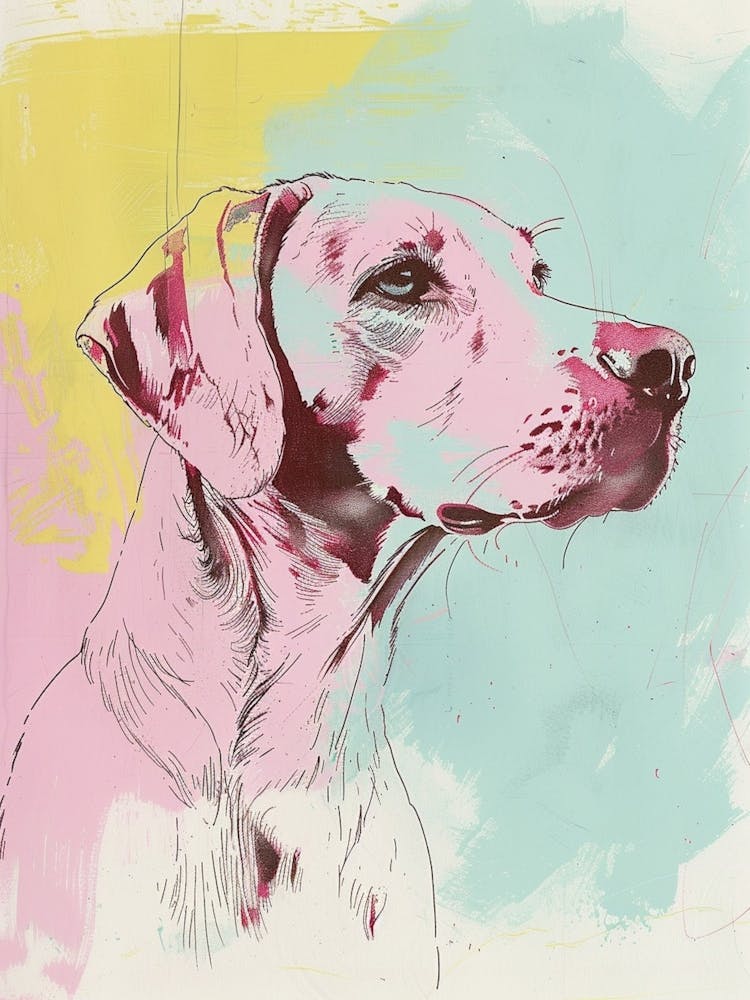 Pastel Watercolour Hound Dog Line Illustration 1