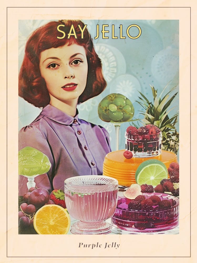 Purple Jelly Retro Dessert Collage 4 Poster