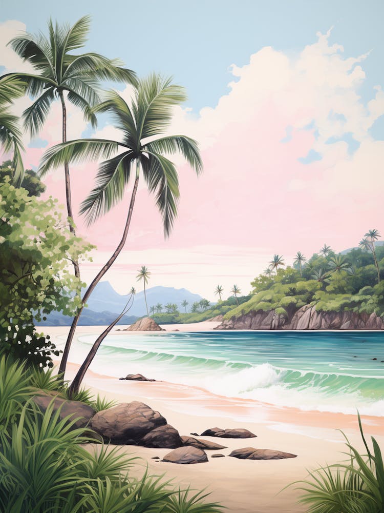 Eine Leinwandmalerei von Anse Lazio, Praslin Seychellen 2