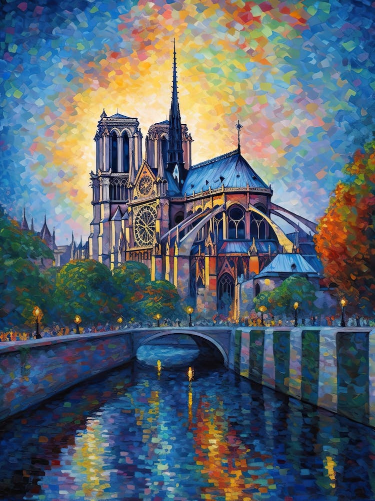 Notre Dame Paris France Paul Signac Style 4