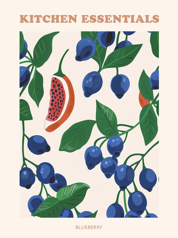 Blueberry & Fig Slice Pattern Illustration Poster