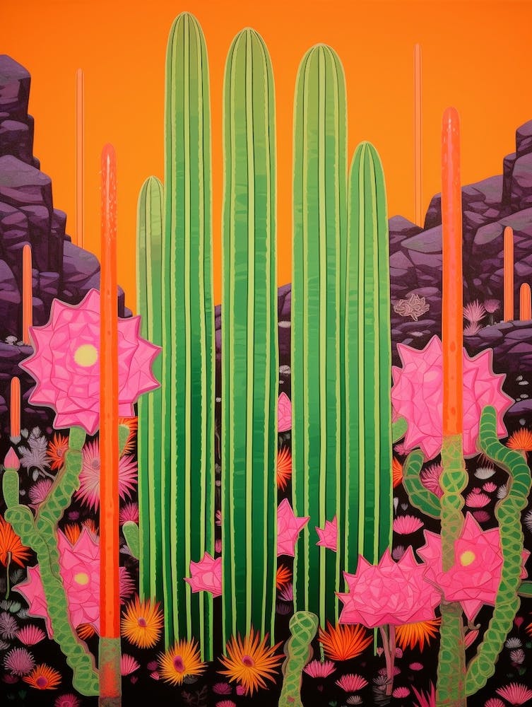 Mexican Style Cactus Illustration Organ Pipe Cactus 3
