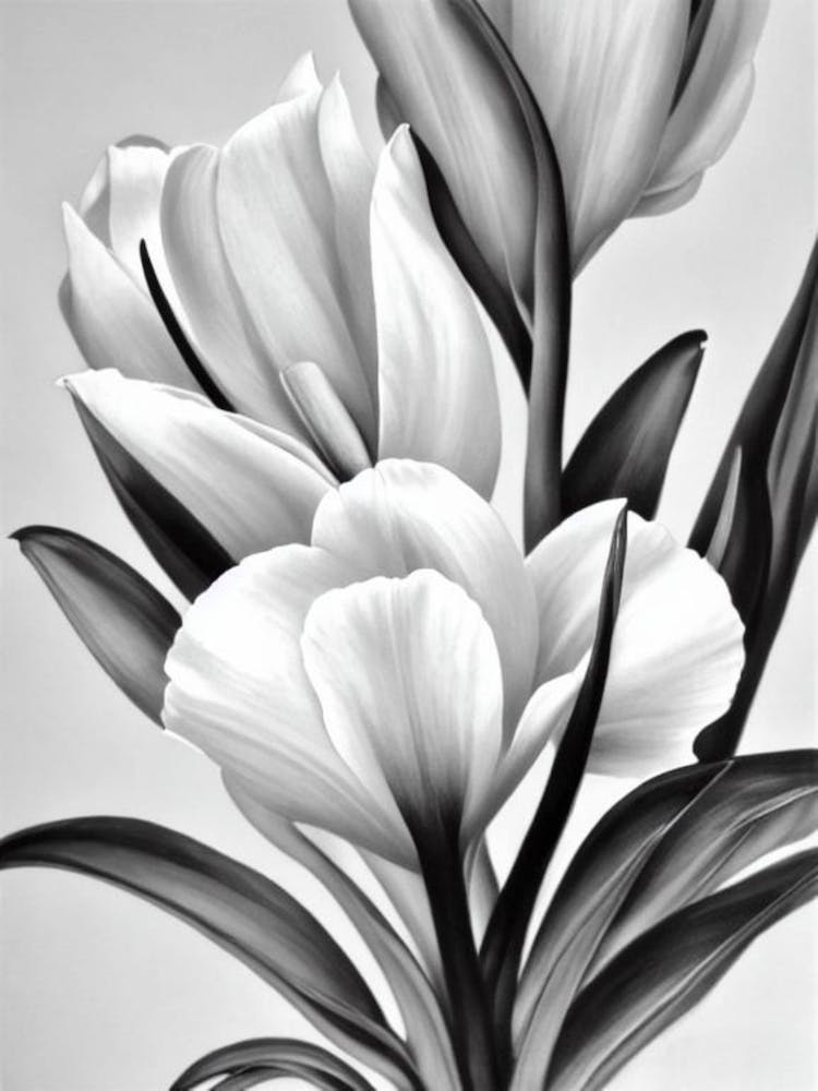 Freesia B&W Pencil 2 Flower