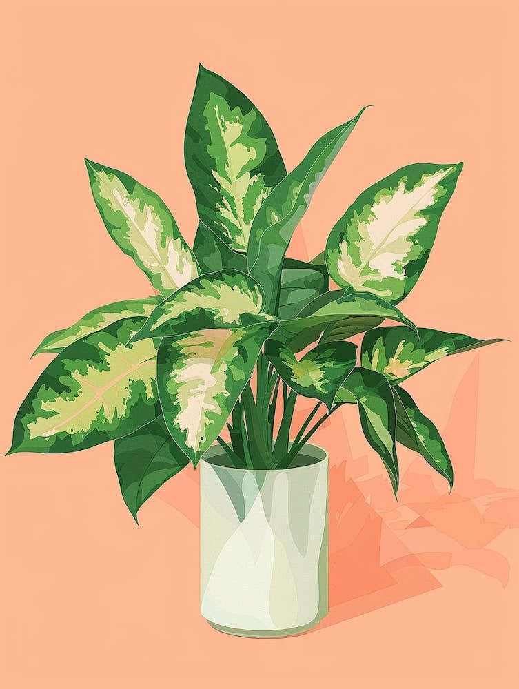 Dieffenbachia Plant Minimalist Illustration 7