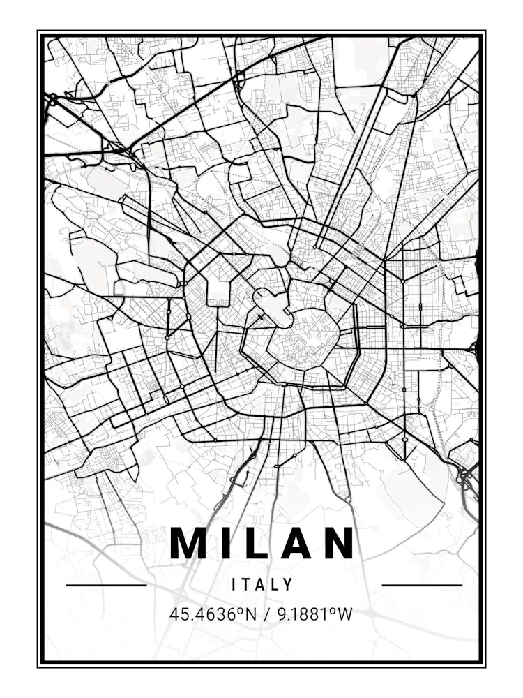 Milan Italy Map Print