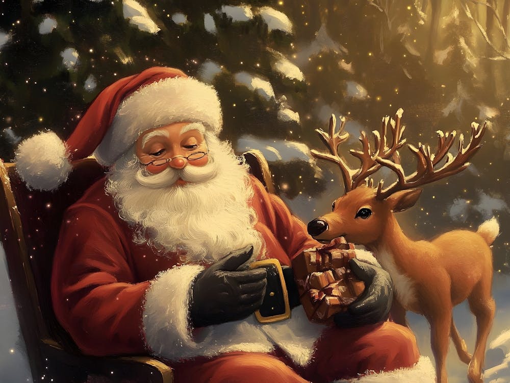 Santa Claus And Deer 6