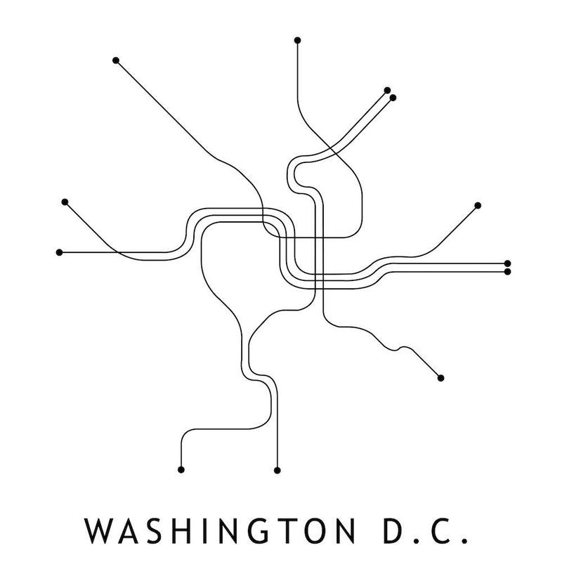 Washington Dc Subway White Map Square