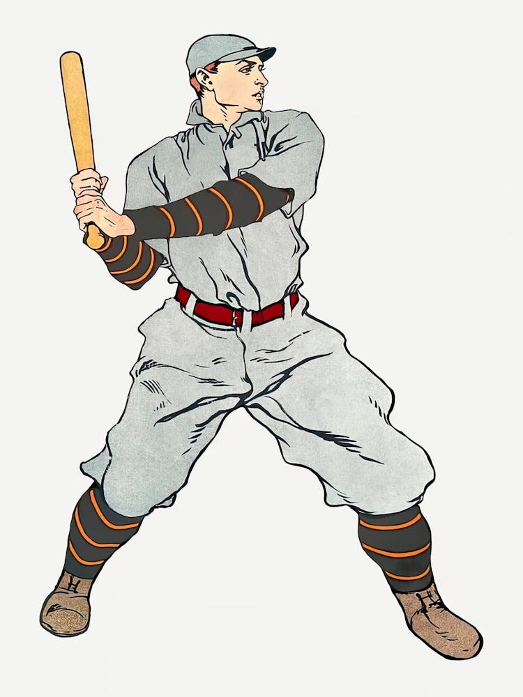 Vintage Baseball Player Vintage Drawing, Edward Penfield