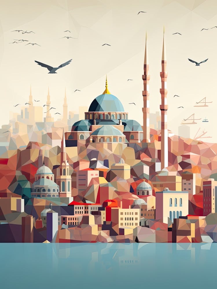 Istanbul, Turkey, Geometric Illustration 3