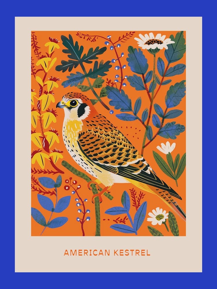 Spring Birds Poster American Kestrel 1