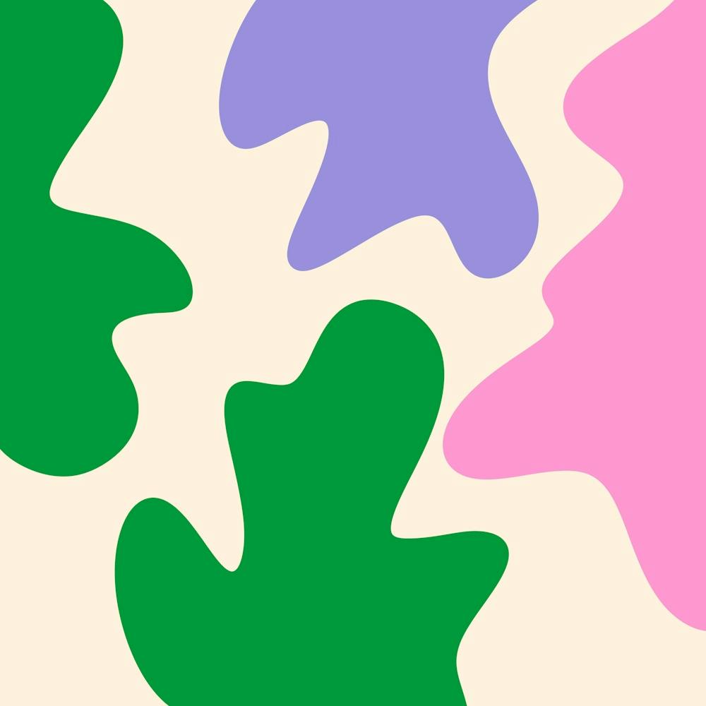 Abstract modern shapes green, violet and pink