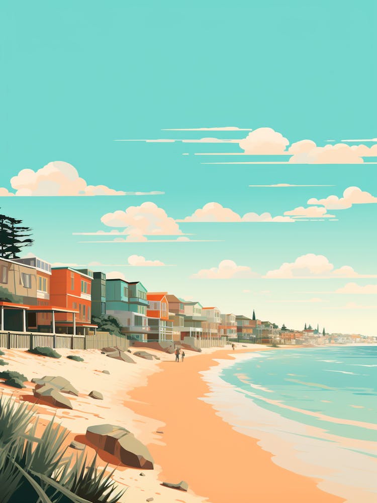 St Kilda Beach Australia Mediterranean Style Illustration 2